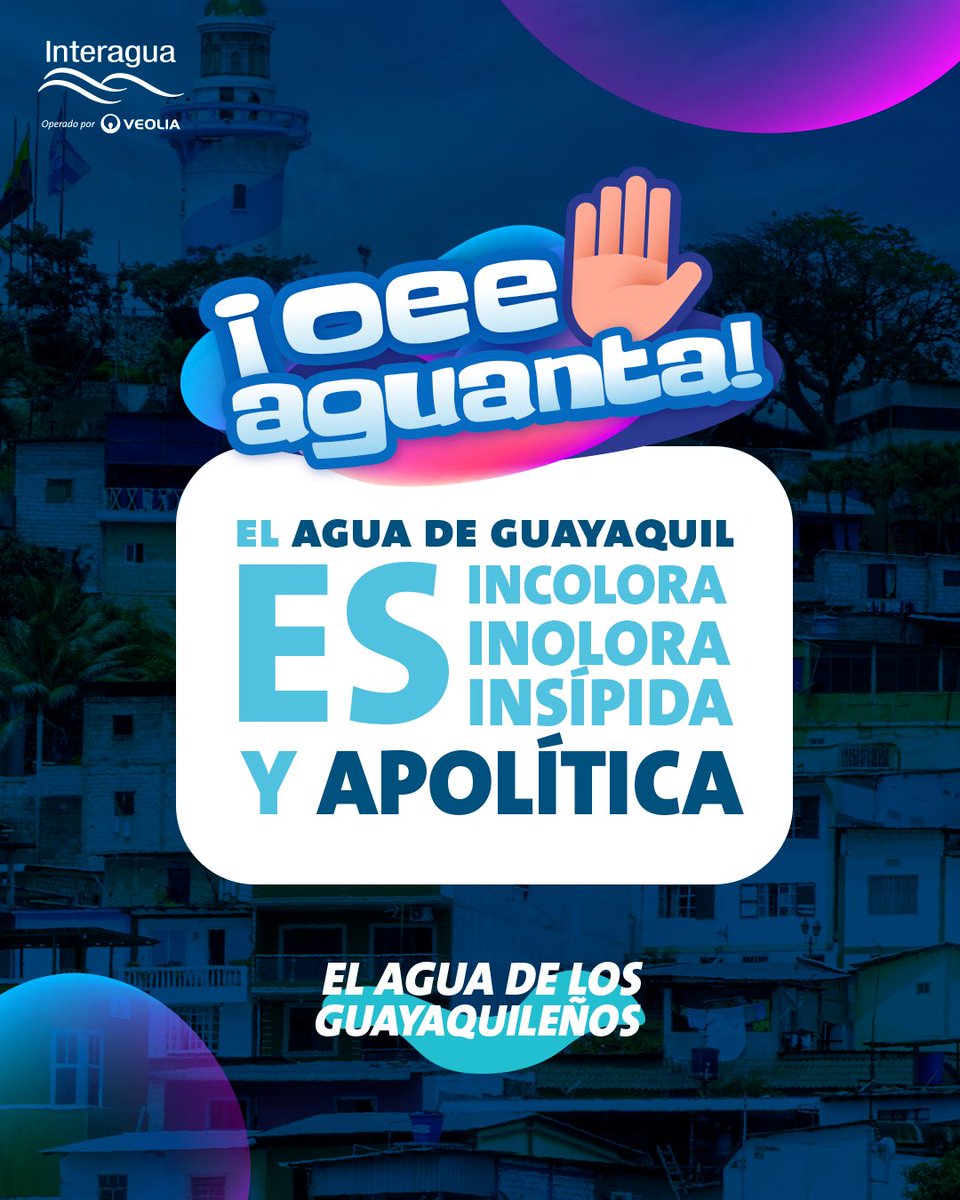 El agua potable de Guayaquil cumple con todos los parámetros de calidad 📊🔍. Los datos lo demuestran: segura, confiable y dentro de los estándares.

Tomemos decisiones con información, no con desinformación.

#Interagua #OeeAguanta