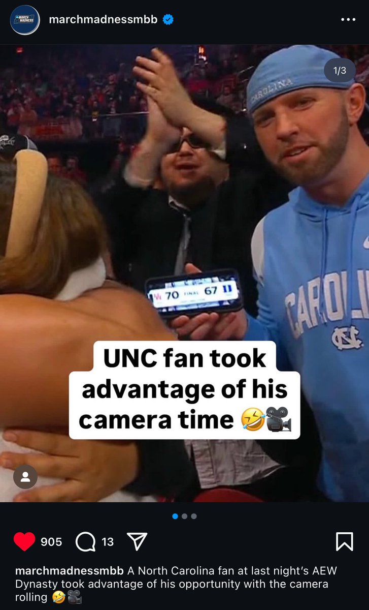 the march madness account posting about the unc aew fan from last night LOL