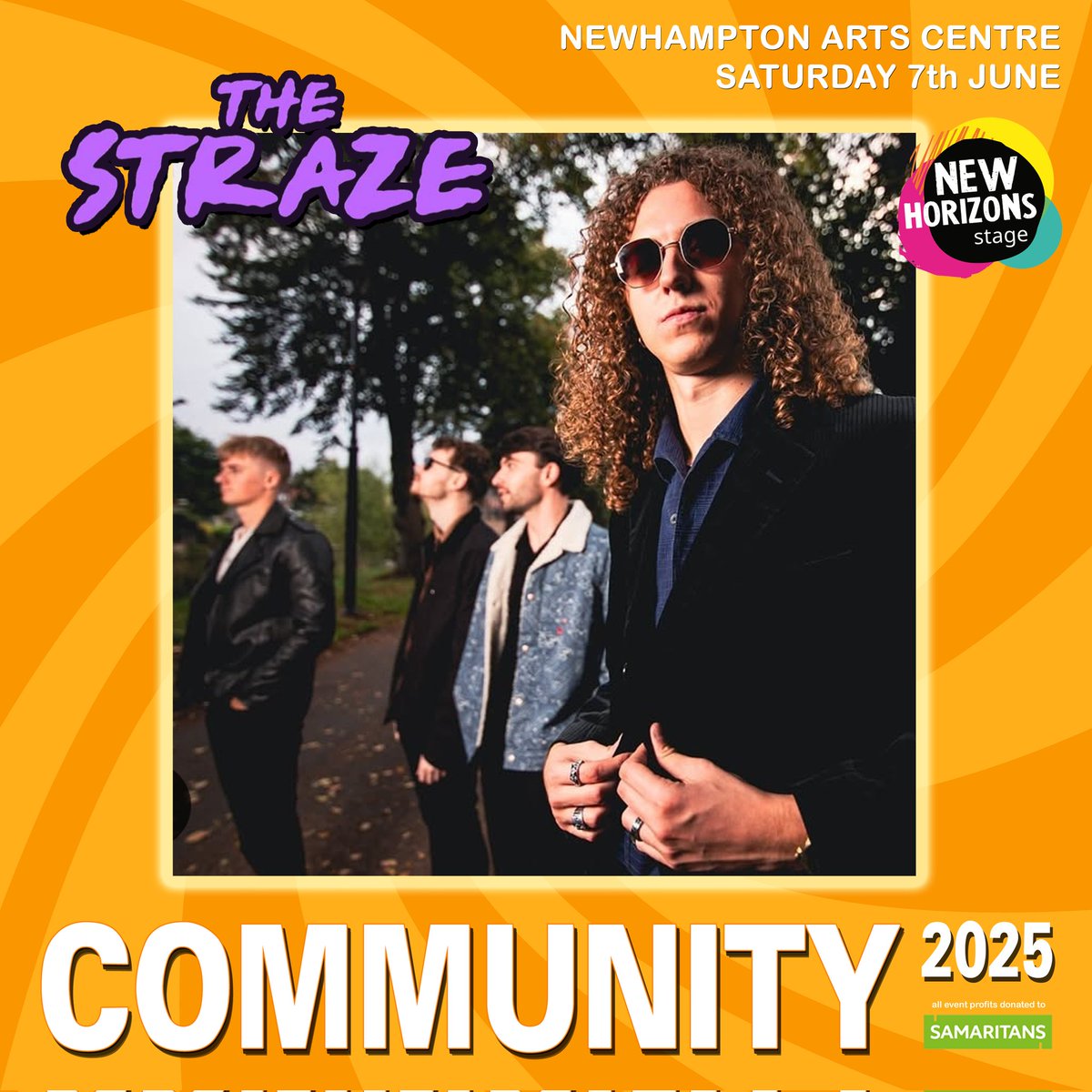 The Straze are a four-piece band on a mission.

Electrifying guitar riffs &amp; powerful vocals create a high-voltage sound to take you back to the nostalgia of that big 80s stadium rock show.

Grab a ticket and be part of the community on Saturday 7th June

newhamptonarts.co.uk/events/communi…