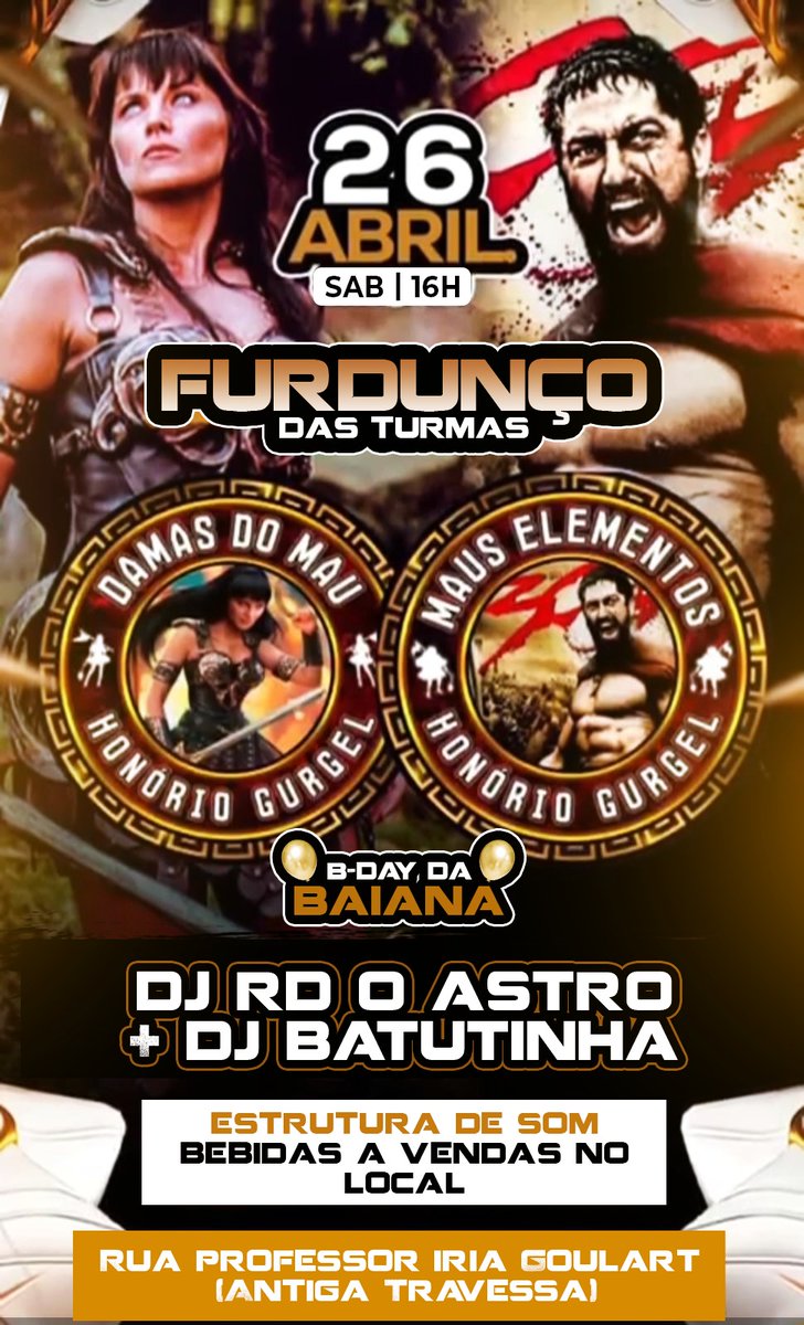 Dia 26 é tudo com os cria tragam sua bandeira e sejam bem vindos ao furdunço da MAUS ELEMENTOS e DAMAS DO MAU