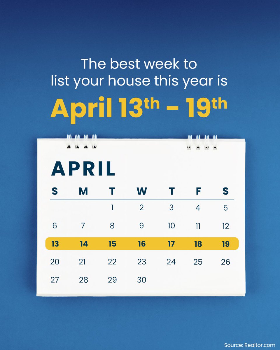 CitysideRG's tweet photo. The best week to list your house this year is just around the corner, and if you want to make the most of it, now’s the time to start prepping. 
#BestTimeToSell #HomeSellingTips https://t.co/1p1zmPdvyQ
