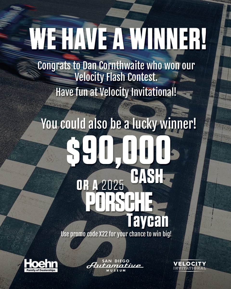We have a winner! Congrats to Dan Cornthwaite who won our Velocity Flash Contest. Have fun at Velocity Invitational! You could also be a lucky winner.

Use promo code X22 for your chance to win big!

bit.ly/TKPCX22
