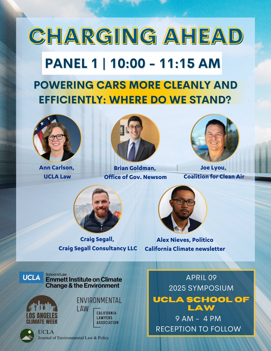 2 days to our <a href="/UCLA/">UCLA</a> "Charging Ahead" conference! Panel 1: which tools and incentives are likely to be the most effective and durable in the face of the Trump administration’s hostility to EV regulation? Moderated by <a href="/alexdrnieves/">Alex Nieves</a> of <a href="/politico/">POLITICO</a>'s California Climate newsletter.
