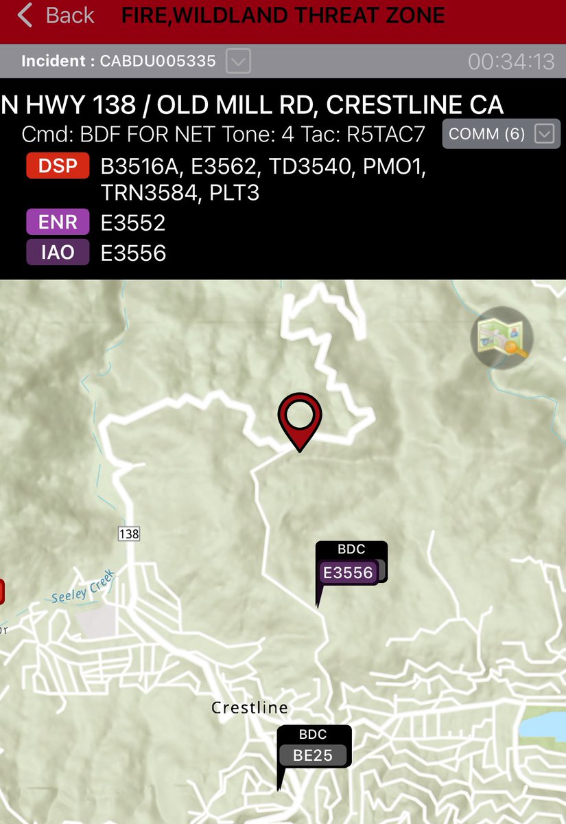 CALFIREBDU's tweet image. [New Incident] Vegetation Fire @SanBernardinoNF @CALFIREBDU @SBCOUNTYFIRE units are at scene and responding to a vegetation fire reported in the area of Old Mill Rd., Crestline. #MillerFire