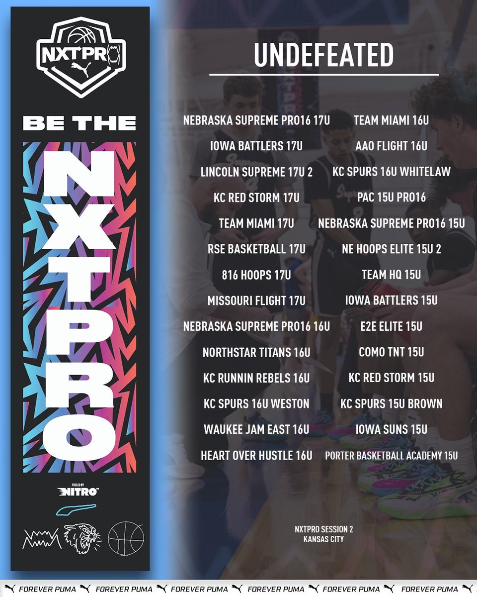 PRO16/NXTPRO League (@pro16league) on Twitter photo Undefeated teams from KC‼️
Comment down below if you see your name👀
#BeTheNXTPRO | <a href="/PUMAHoops/">PUMA Basketball</a> Undefeated teams from KC‼️
Comment down below if you see your name👀
#BeTheNXTPRO | <a href="/PUMAHoops/">PUMA Basketball</a>