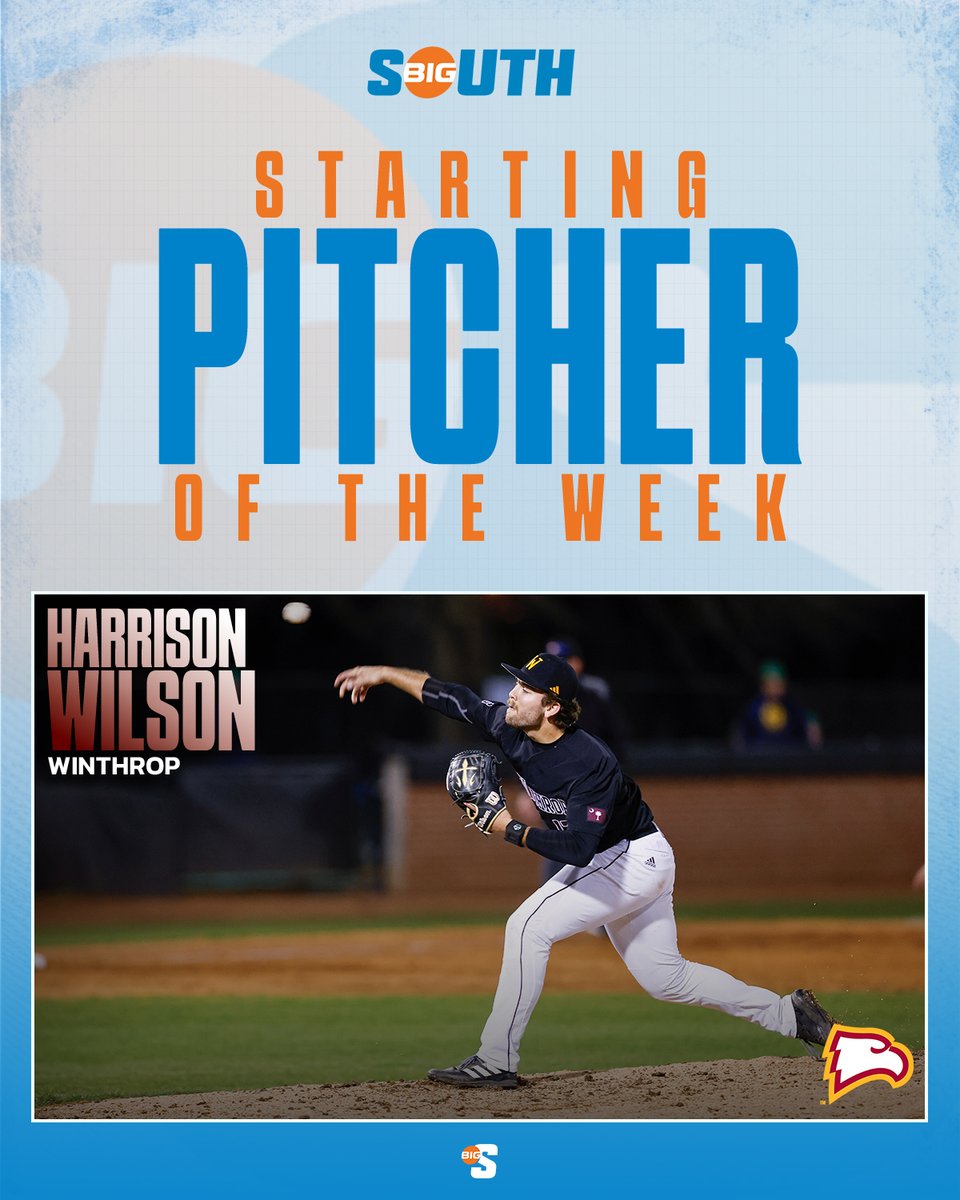 Big South Conference (@bigsouthsports) on Twitter photo He earned the win for Winthrop with a career-long 7.0 innings while fanning 9οΈβ£ batters π₯
<a href="/WinthropBSB/">Winthrop Baseball</a>'s Harrison Wilson is the #BigSouthBase Co-Starting Pitcher of the Week! He earned the win for Winthrop with a career-long 7.0 innings while fanning 9οΈβ£ batters π₯
<a href="/WinthropBSB/">Winthrop Baseball</a>'s Harrison Wilson is the #BigSouthBase Co-Starting Pitcher of the Week!