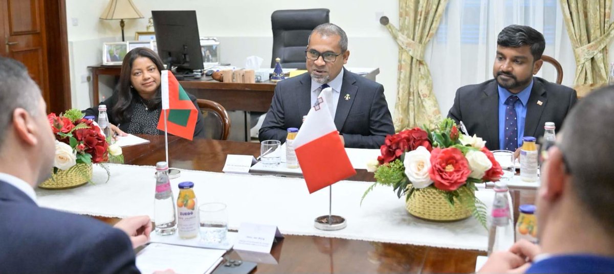 Great to meet with the Deputy Prime Minister and Minister of Foreign Affairs and Tourism of Malta, <a href="/DeputyPMIanBorg/">Ian Borg</a>.

We touched on the many parallels between the #Maldives and #Malta, both being small island nations that are members of the Commonwealth. We discussed exploring