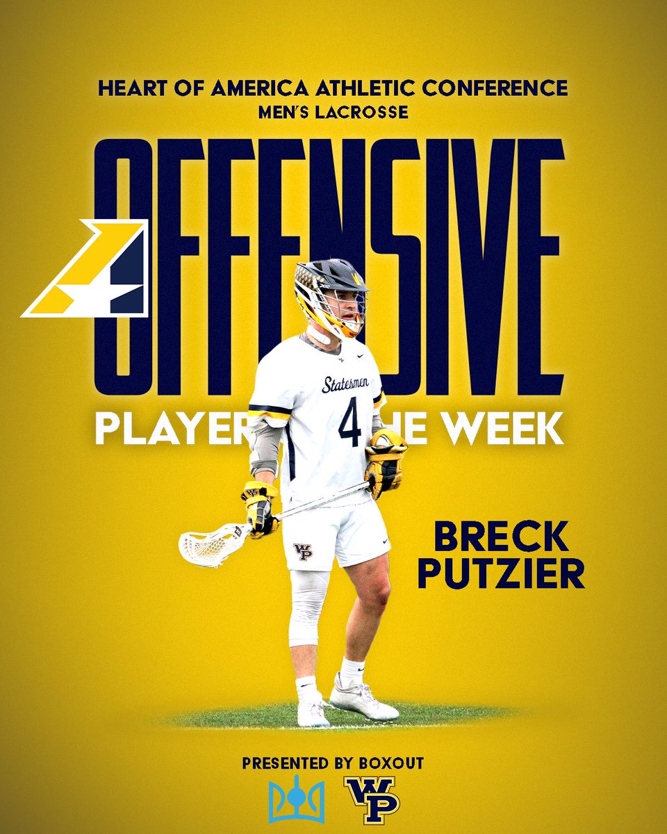 Breck Putzier secures another Heart of America Athletic Men’s Lacrosse Offensive Player of the Week honor!