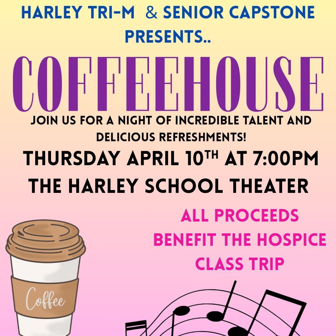 Join us for a cozy Coffeehouse this Thursday at 7 pm!

Hosted by our Grade 12 capstone student Hazel &amp; TRI M club members, this evening of music and talent supports the Hospice class trip. 

Come enjoy the show and make a difference! 
#ROC
