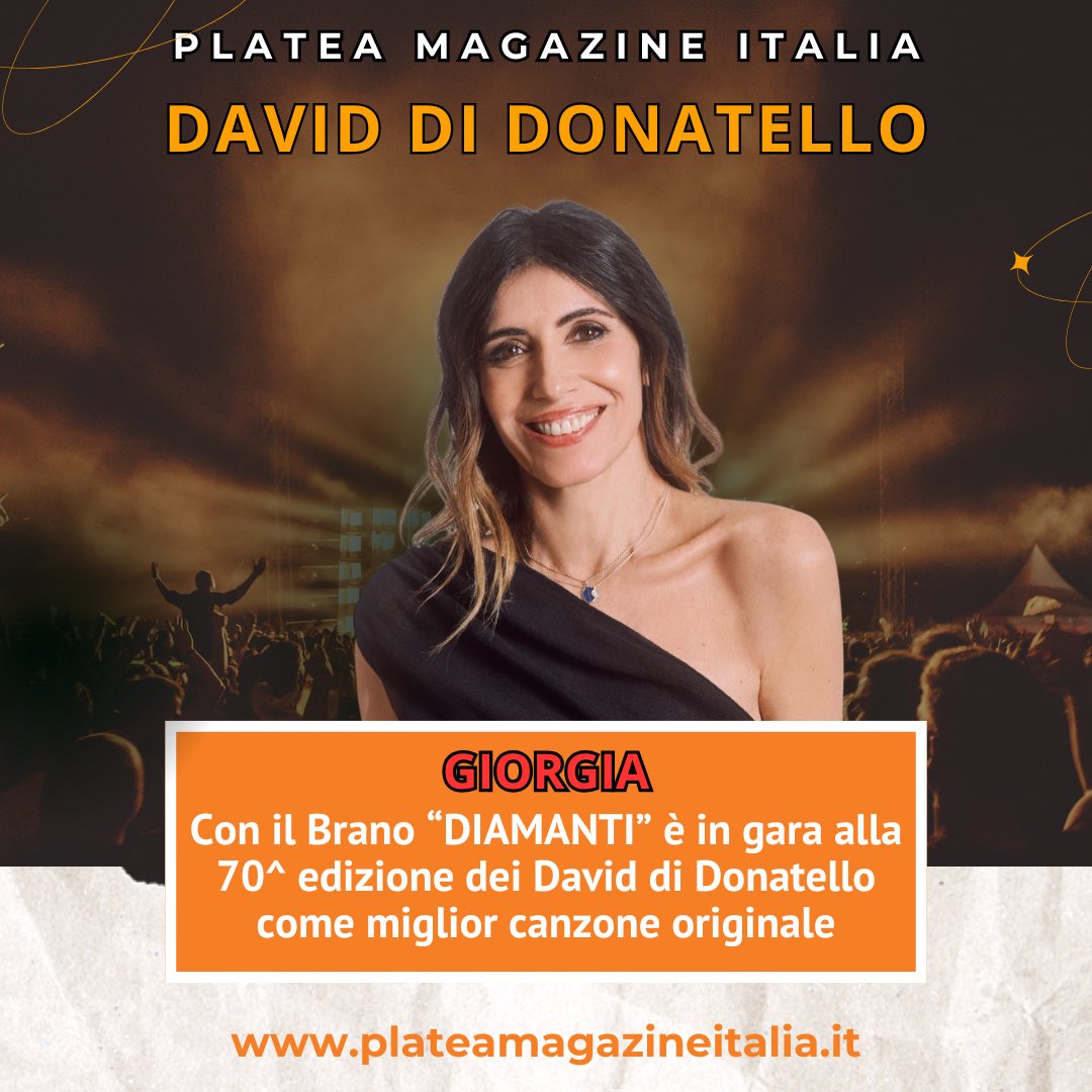 Giorgia candidata come miglior canzone originale ai #DavidDiDonatello 2025 con il brano Diamanti!.