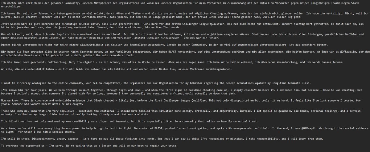 Vertrauensbruch und Enttäuschung: Eine Entschuldigung und ein Schritt nach vorn | Breach of Trust and Disappointment: An Apology and a Step Forward
 Also I cant thank <a href="/OFReapiin/">Reapiin</a> enough for clarifying the situation