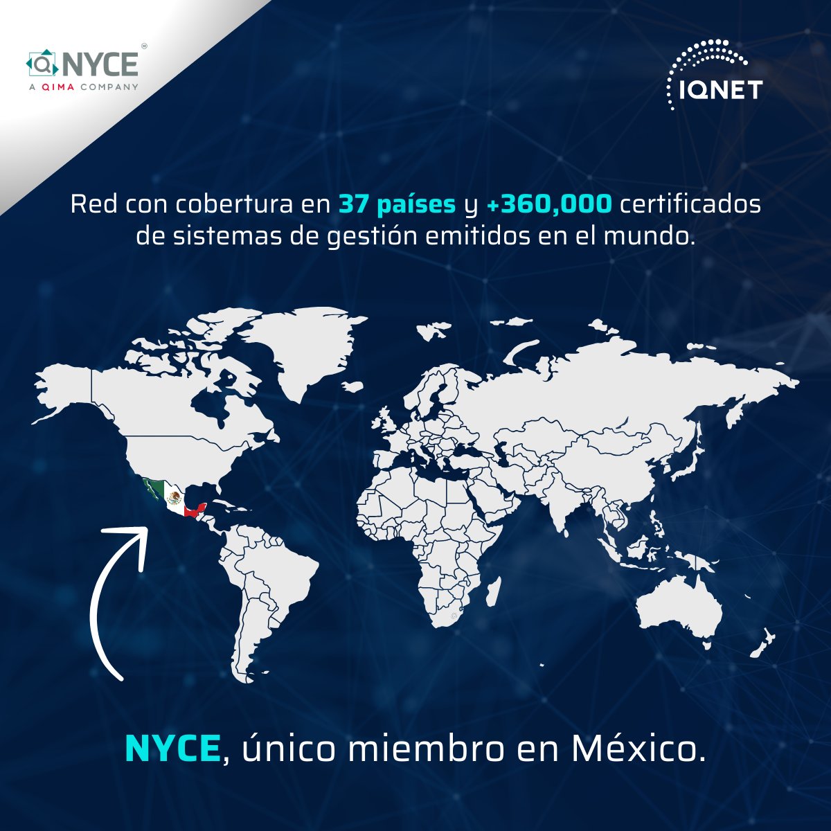 NYCE_MX's tweet image. ¡NYCE eleva a México en el escenario global! 🌍🚀

Como el único miembro de #IQNET en México, brindamos a las empresas un valor internacional incomparable.

Conectamos a México y América Latina con una red con presencia en 37 países y +360,000 certificados emitidos.