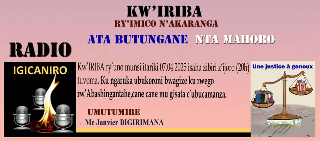 radio.igicaniro@gmail.com Urutonde rw'ibiganiro  bica kuri Radio Igicaniro vyo kuri uyu wa mbere igenekerezo rya 07/04/2025
Mukaba mwifuza kuronka ibiganiro vyacu twandikire kuri +447300917275
