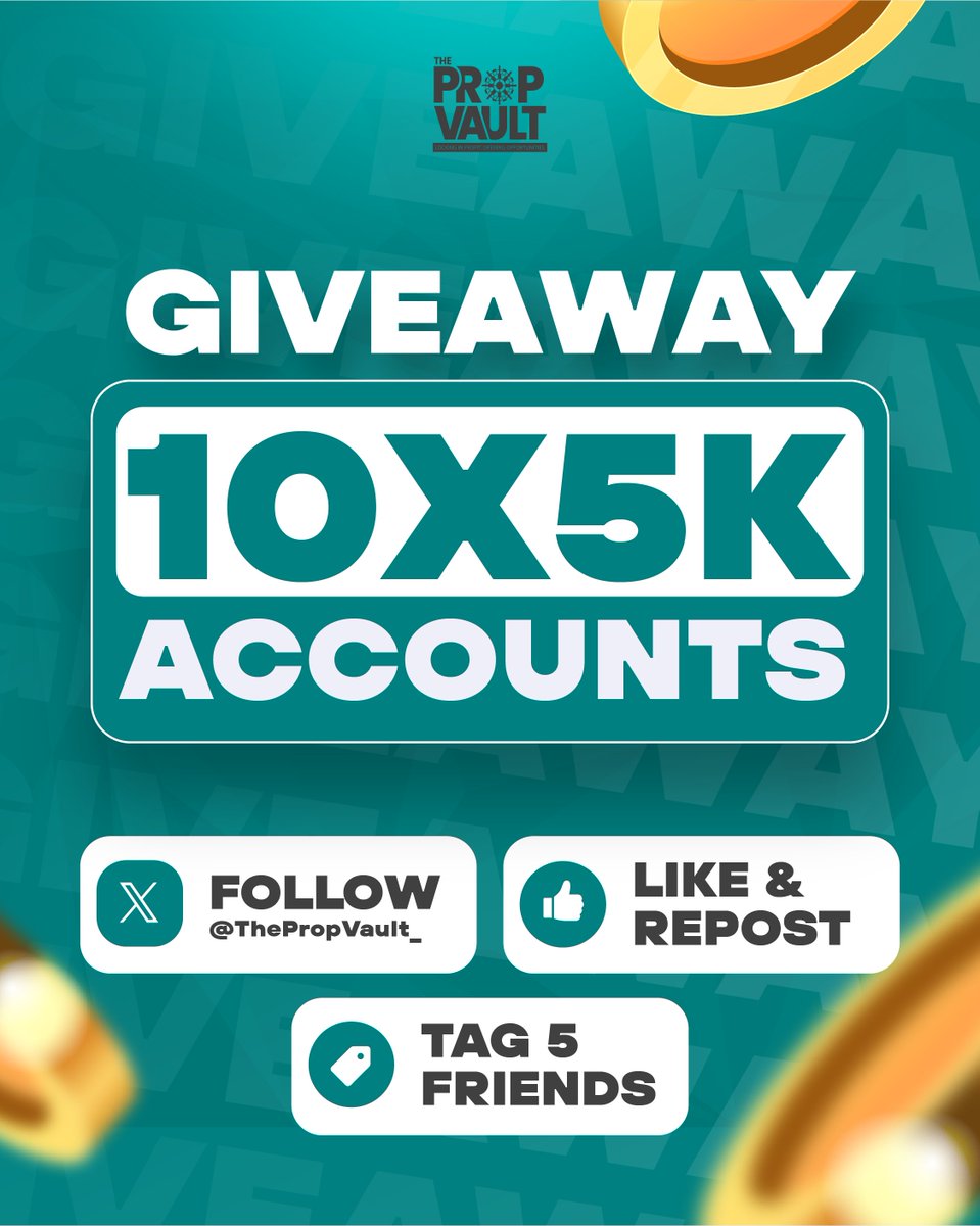 ThePropVault_'s tweet image. 🤑WE'RE GIVING AWAY $50000! 🤑
10 X 5K challenge accounts on MT5
Follow @thepropvault_
Like and repost this post
Tag 5 friends in the comments
Join TPV discord discord.gg/tga23Dc5GV
ALL GIVEAWAY RULES MUST BE FOLLOWED TO BE ENTERED.
Winners are announced in 96 hours.…