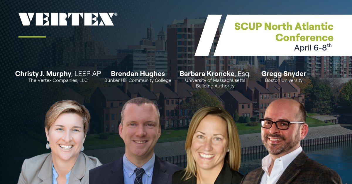VERTEX411's tweet image. How can P3s support community goals? Join Christy J. Murphy of VERTEX at SCUP North Atlantic, April 8, 10–11 AM, Room 101BG. 

Panelists from BU, UMass &amp;amp; BHCC share insights on aligning capital projects with public priorities.

bit.ly/44ezaMc

#SCUP2025 #VERTEXInsights