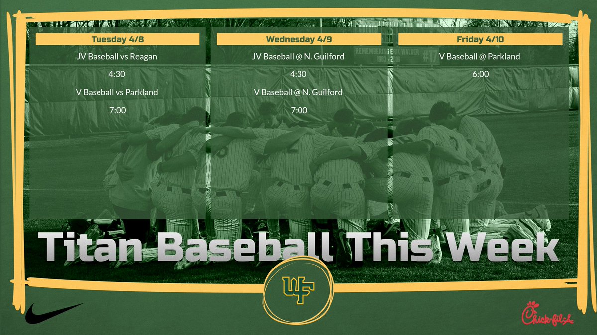 WFTitanBaseball's tweet photo. 🚨 GAME WEEK AHEAD 🚨

Another exciting week of Titan Baseball coming up! Make plans to come support your Village Boys! ⚾

#TitanPride #VillageBoys #CPCBaseball https://t.co/x016YNX8lA