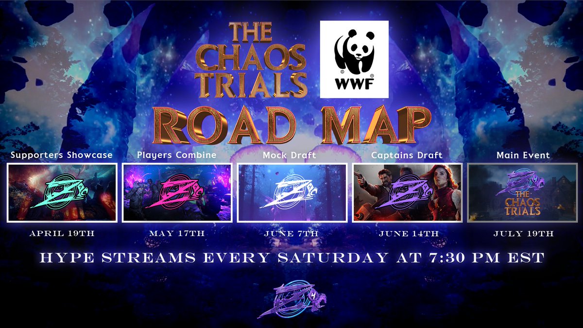 CharityZombies's tweet image. Here is our roadmap for this year's Z4C.
Supporters Showcase Event April 19th.
Player Combine Event May 17th.
Mock Draft June 7th.
Captains Draft June 14th.
Main Z4C The Chaos Trials Event July 19th.
Hype streams will be returning every Saturday starting April 26th.