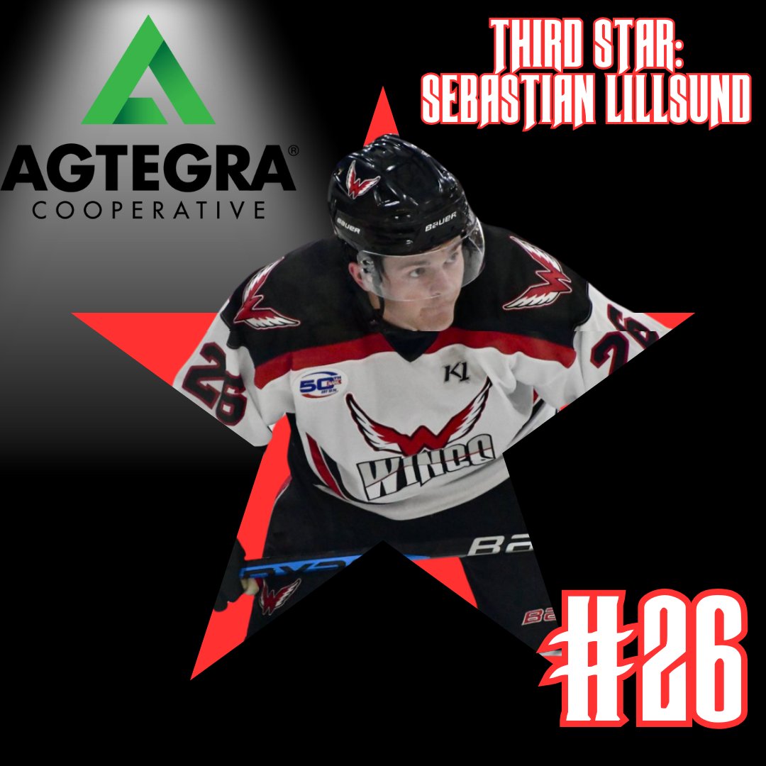 The Regular Season is winding down - and your Wings got a sweep against the Minot Minotauros on home ice!
So, these are your <a href="/agtegra/">Agtegra</a> Stars of the Week!
⭐️Jibber Kuhl
⭐️⭐️Damon Cunningham
⭐️⭐️⭐️Sebastian Lillsund
#WingsFamily #LETSGOWINGS #NAHL