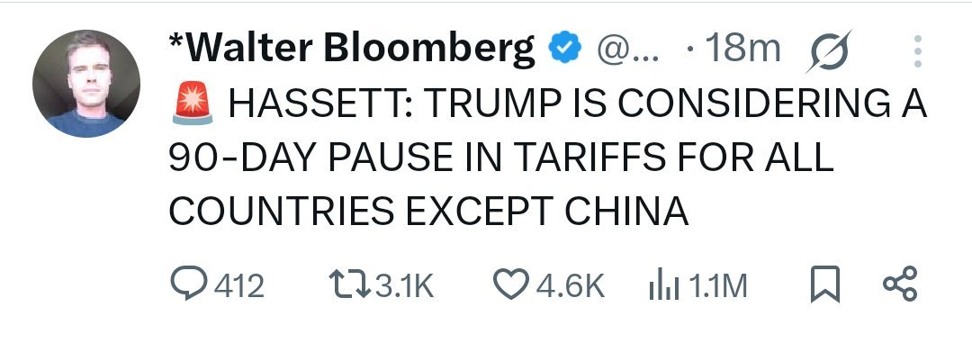 You have to wonder if the Walter Bloomberg account is just an 11 year psyop to front run a single tweet at the exact right moment in time.