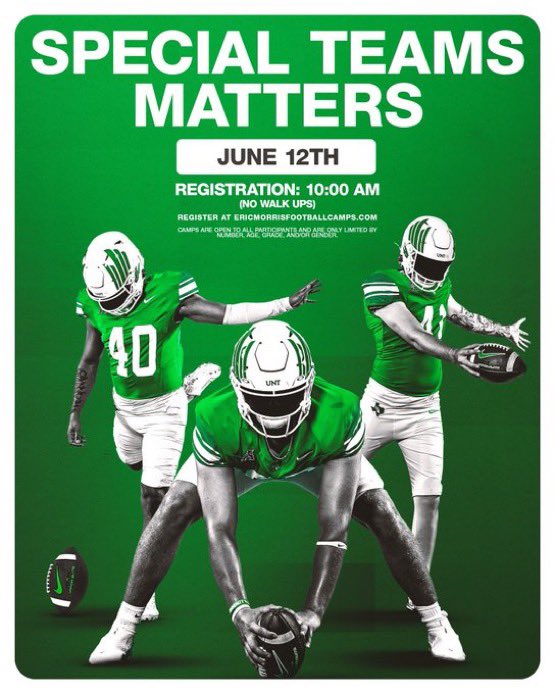 Thank you <a href="/MeanGreenFB/">UNT Football</a> for the invite 
<a href="/Coach_Granier/">Bailey Granier</a>