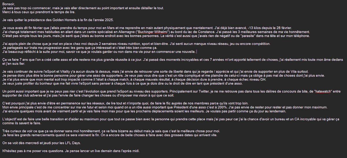 J'avais quelques choses à vous dire :