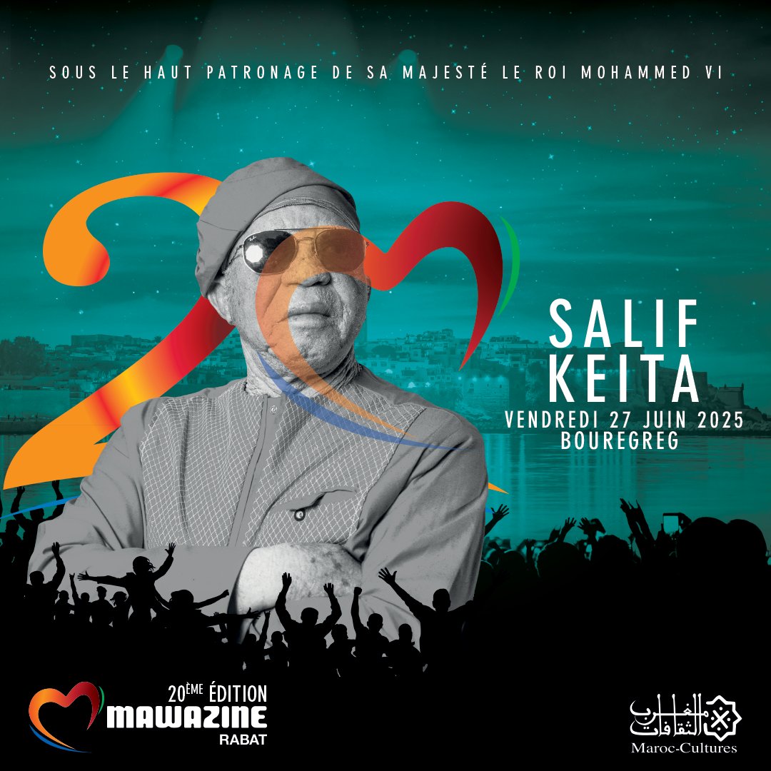 La légende Salif Keita de retour à Rabat pour un show historique ! Retrouvez le pour un concert-hommage à l’âme africaine le 27 juin sur la scène du Bouregreg. 
Icône, voix d’or, énergie pure… ça va être 🔥 intense et vibrant 🔥
On s’y retrouve ?✨

#SalifKeitaLive #Mawazin