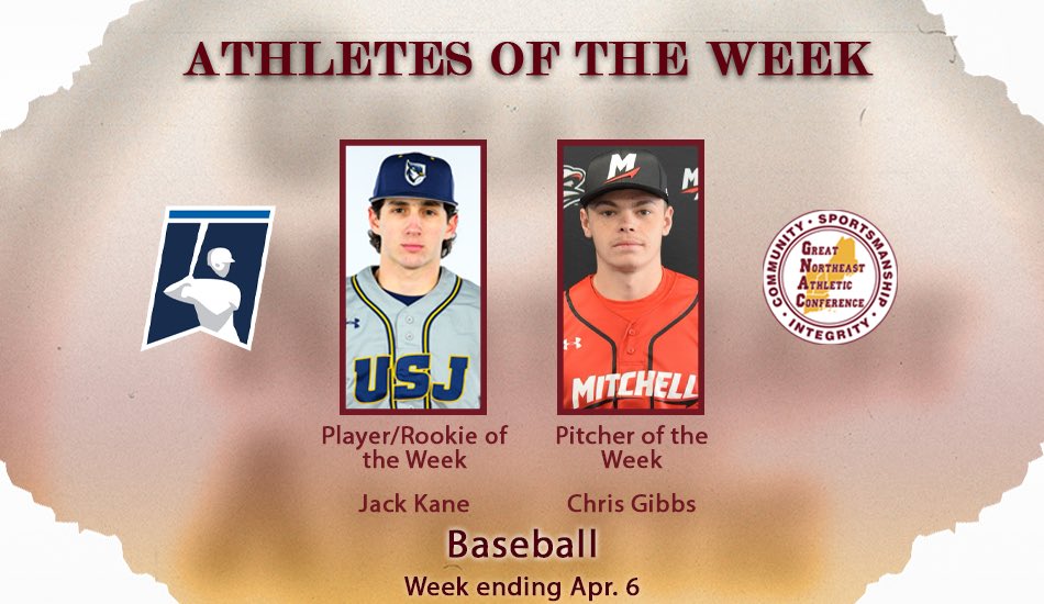 BSB ⚾️ Weekly Awards - Week 7

Player/Rookie OTW: Jack Kane, USJ
Pitcher OTW: Chris Gibbs, Mitchell

Read more: thegnac.com/sports/bsb/202…

#d3baseball #theGNAC