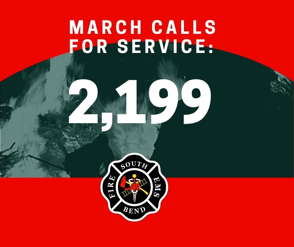 In March, we responded to 2,199 incidents.
March 30 was our busiest day, when severe weather hit South Bend. That day alone, we had 169 calls for service. 
These numbers reflect our ongoing commitment to serving our community. Thank you for your trust and support in us.