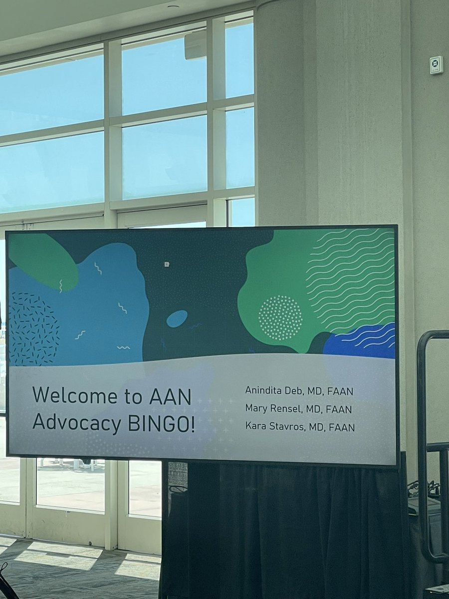 Come join us for Advocacy Bingo at the Practice and Policy Hub at 1pm! <a href="/AANmember/">American Academy of Neurology</a> #AANAdvocacy
<a href="/StavrosKara/">Kara Stavros, MD, FAAN</a> <a href="/MRenselMD/">Mary Rensel MD FAAN ABIHM</a>