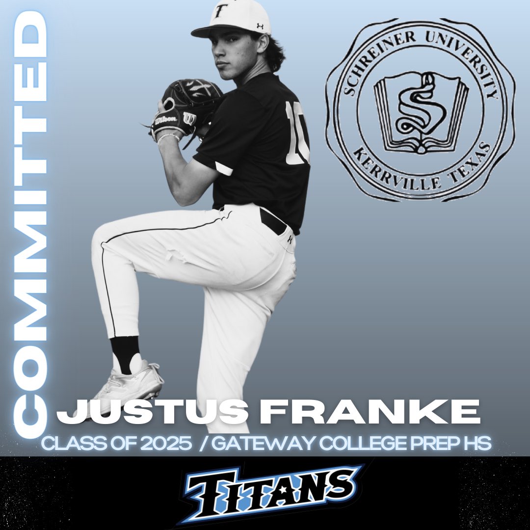 Another 2025 grad going to play College ball! Big CONGRATULATIONS to long time Titan Justus Franke for going to play at the next level! Always one of the toughest players on the field &amp; never backs down. 
Keep working hard Titans &amp; trust the process ⚾️ #commited #collegebaseball