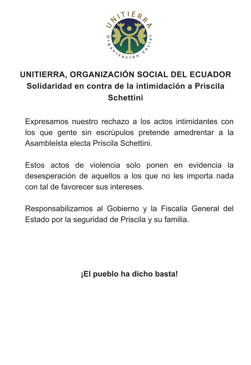 PrisSchettini's tweet photo. Gracias @ppopularec y a #Unitierra por su solidaridad y apoyo, aquí seguimos juntos resistiendo, a luchar siempre con la verdad 💪 https://t.co/l8F4Q9G0cN
