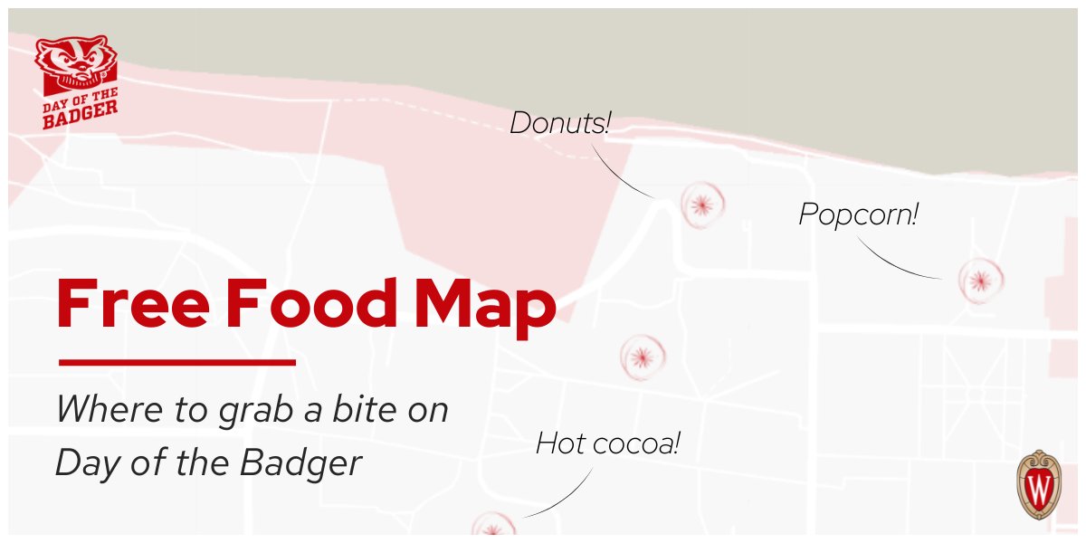 UW–Madison Computer Sciences (@wisconsincs) on Twitter photo @wisalumni’s Day of the Badger is back 4/8-4/9!
Celebrate with free donuts from @uwmadisonischool and <a href="/UWMadEducation/">UW–Madison School of Education</a>, pizza from DEM, cookies from <a href="/UWMadisonSTATS/">UW–Madison Statistics</a>, cupcakes from CS, and more:
go.wisc.edu/freefoodmap @wisalumni’s Day of the Badger is back 4/8-4/9!
Celebrate with free donuts from @uwmadisonischool and <a href="/UWMadEducation/">UW–Madison School of Education</a>, pizza from DEM, cookies from <a href="/UWMadisonSTATS/">UW–Madison Statistics</a>, cupcakes from CS, and more:
go.wisc.edu/freefoodmap