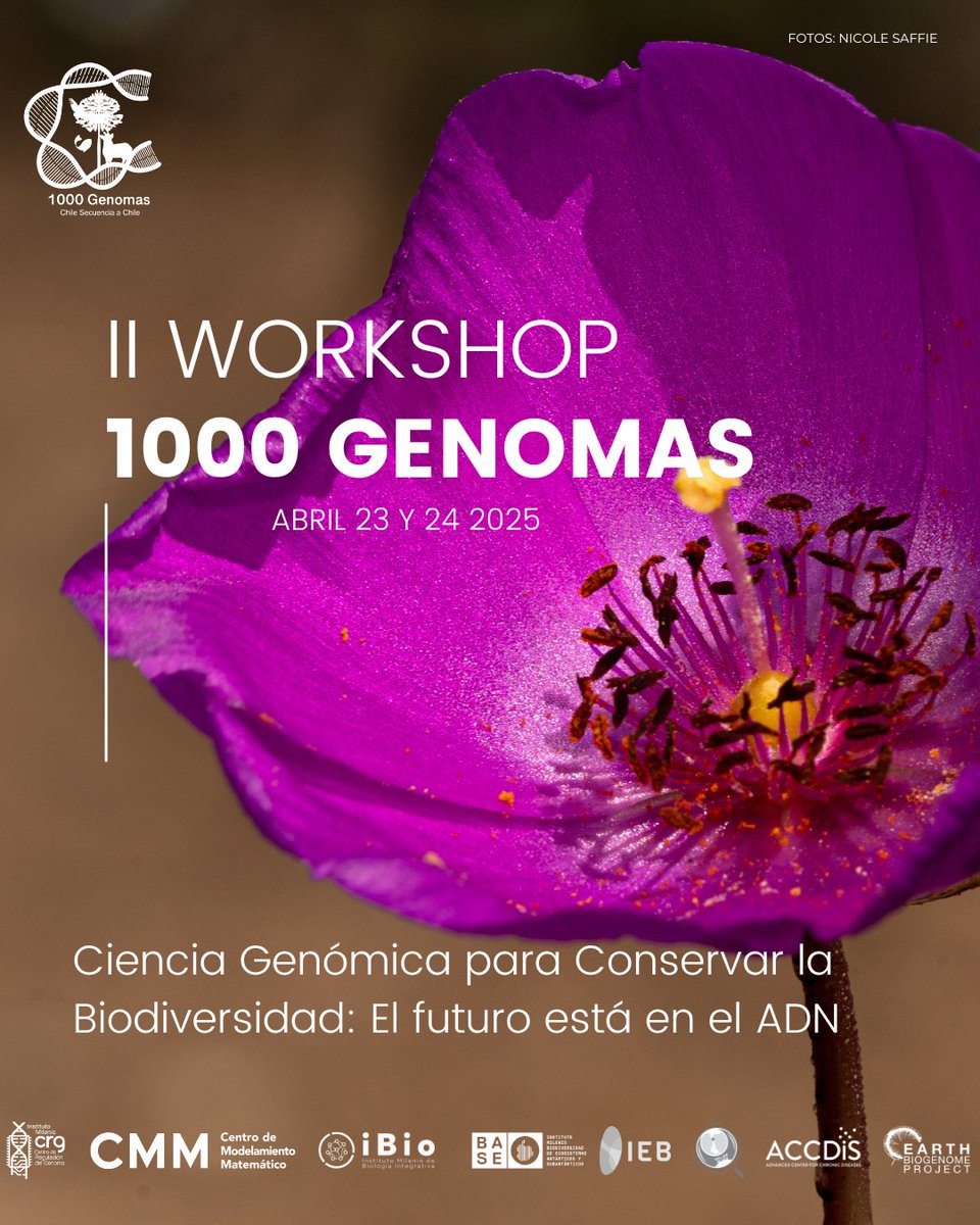 ACCDiS (@fondap_accdis) on Twitter photo Nos unimos a la invitación de @1000genomascl, proyecto donde participa nuestro investigador principal Dr. <a href="/vin_maracaja/">Vinicius Maracaja-Coutinho</a> 👉 II #Workshop "Ciencia genómica para conservar la biodiversidad: El futuro está en el ADN".
1000genomas.cl/workshop-2025/… Nos unimos a la invitación de @1000genomascl, proyecto donde participa nuestro investigador principal Dr. <a href="/vin_maracaja/">Vinicius Maracaja-Coutinho</a> 👉 II #Workshop "Ciencia genómica para conservar la biodiversidad: El futuro está en el ADN".
1000genomas.cl/workshop-2025/…