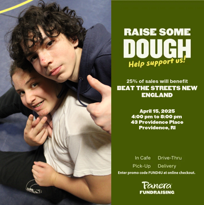 Beat the Streets New England (@btsnewengland) on Twitter photo We're partnering with <a href="/panerabread/">Panera Bread</a> by hosting a Raise Some Dough event April 15th!
You can support #BTSNE if you visit Panera at 43 Providence Place, 23% of your bill will be donated to BTSNE at no extra cost to you. Thank you Panera for supporting our student-athletes! We're partnering with <a href="/panerabread/">Panera Bread</a> by hosting a Raise Some Dough event April 15th!
You can support #BTSNE if you visit Panera at 43 Providence Place, 23% of your bill will be donated to BTSNE at no extra cost to you. Thank you Panera for supporting our student-athletes!