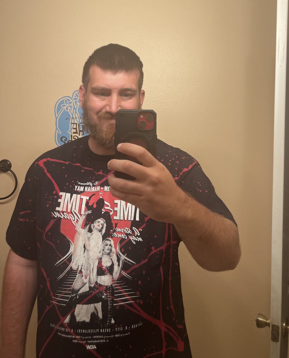 TheLordLambo's tweet photo. Got the bloody version of this incredible Mariah/Toni shirt to commemorate the greatest story in AEW history! #ToniStorm #mariahmerch https://t.co/KdBA1oa4vr