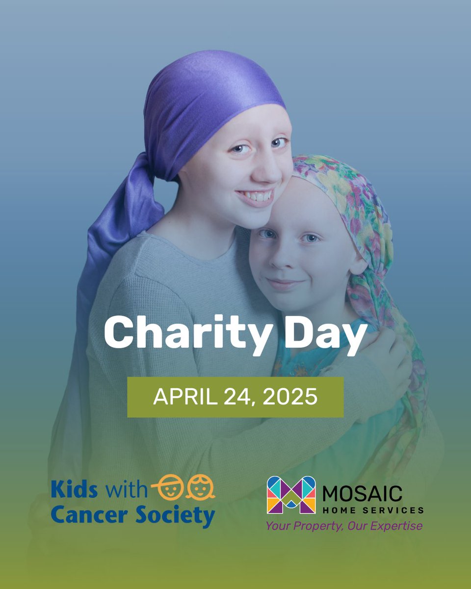 GetMosaicYeg's tweet image. This month, Mosaic Home Services is proud to support the Kids with Cancer Society on April 24, 2025. 🎗️
@kwcsyeg helps children with cancer and their families across Northern Alberta and NWT.
5% of all sales and approved quotes from any of our brands will go directly to them.