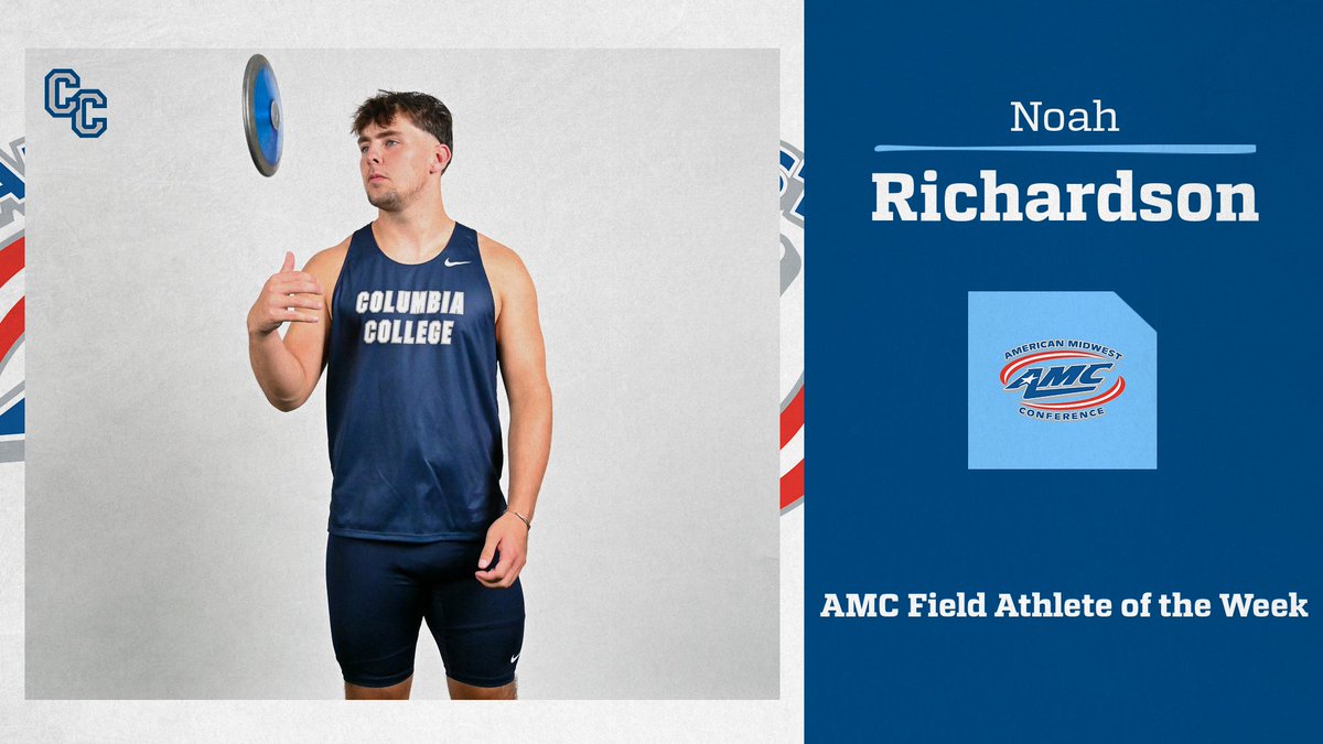 🚨 Noah Richardson earns AMC Field Athlete of the Week after placing first in discus as the Lincoln Open!

#WeAreCC