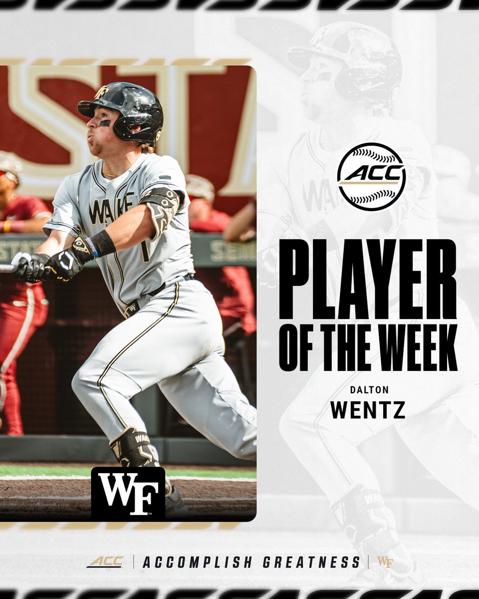 ACC Baseball (@accbaseball) on Twitter photo π£πππ¬ππ₯ π’π π§ππ πͺπππ π
Dalton Wentz, <a href="/WakeBaseball/">Wake Forest Baseball</a>
π theacc.co/25BASEpotw8 π£πππ¬ππ₯ π’π π§ππ πͺπππ π
Dalton Wentz, <a href="/WakeBaseball/">Wake Forest Baseball</a>
π theacc.co/25BASEpotw8