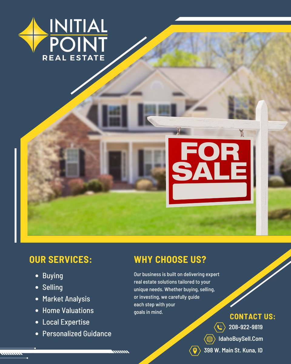 IPREidaho's tweet photo. 🏡At Initial Point Real Estate, your goals are our priority. Whether you're buying your first home, selling to upgrade, or investing for the future, we're here to guide you every step of the way—with local expertise and personalized service you can trust. https://t.co/NB3l2eJ7NC
