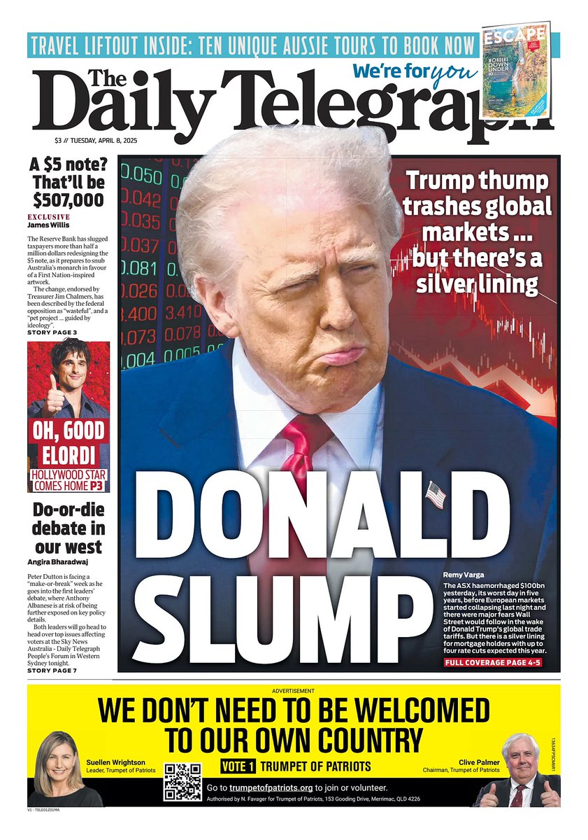 π΅ππππ πΏππππ πππππ’ π° (@ukpapers) on Twitter photo π¦πΊ Donald Slump
β«Trump thump trashes global markets ... but there's a silver lining
β«<a href="/RemyVarga/">Remy Varga</a>
#frontpagestoday #Australia <a href="/dailytelegraph/">The Daily Telegraph</a> π¦πΊ Donald Slump
β«Trump thump trashes global markets ... but there's a silver lining
β«<a href="/RemyVarga/">Remy Varga</a>
#frontpagestoday #Australia <a href="/dailytelegraph/">The Daily Telegraph</a>
