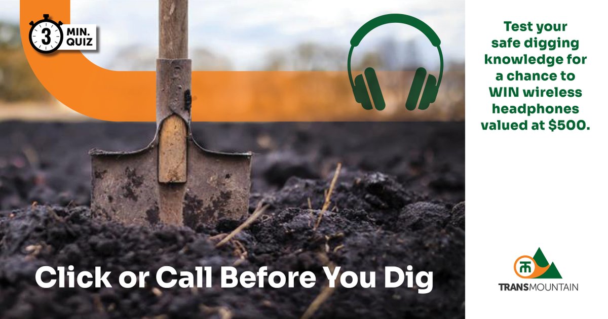 TransMtn's tweet image. April is #DigSafeMonth! 🚧⛏️  
We will be raising awareness about #safedigging &amp;amp; how to protect underground infrastructure. 
Remember to always #ClickBeforeYouDig.

Take our short quiz below for a chance to win! ➡️ ow.ly/Vrxm50Vw3Ff