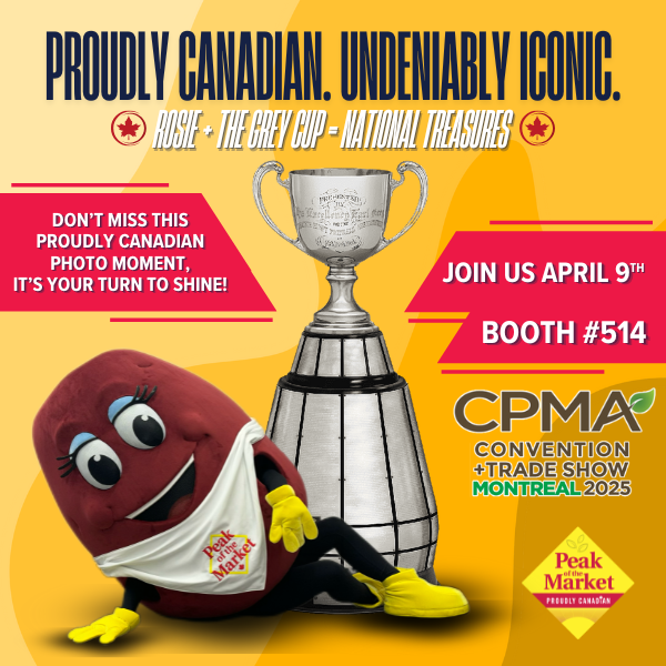 PeakoftheMarket's tweet photo. 🧀Say cheese.. or Potatoes 🥔😜
Snap a legendary selfie with Rosie and the Grey Cup at
Booth #514. Only at #CPMA2025 !! See YOU in Montreal!!
#PeakAtCPMA #PeakProduce https://t.co/Yq63dAgpi4