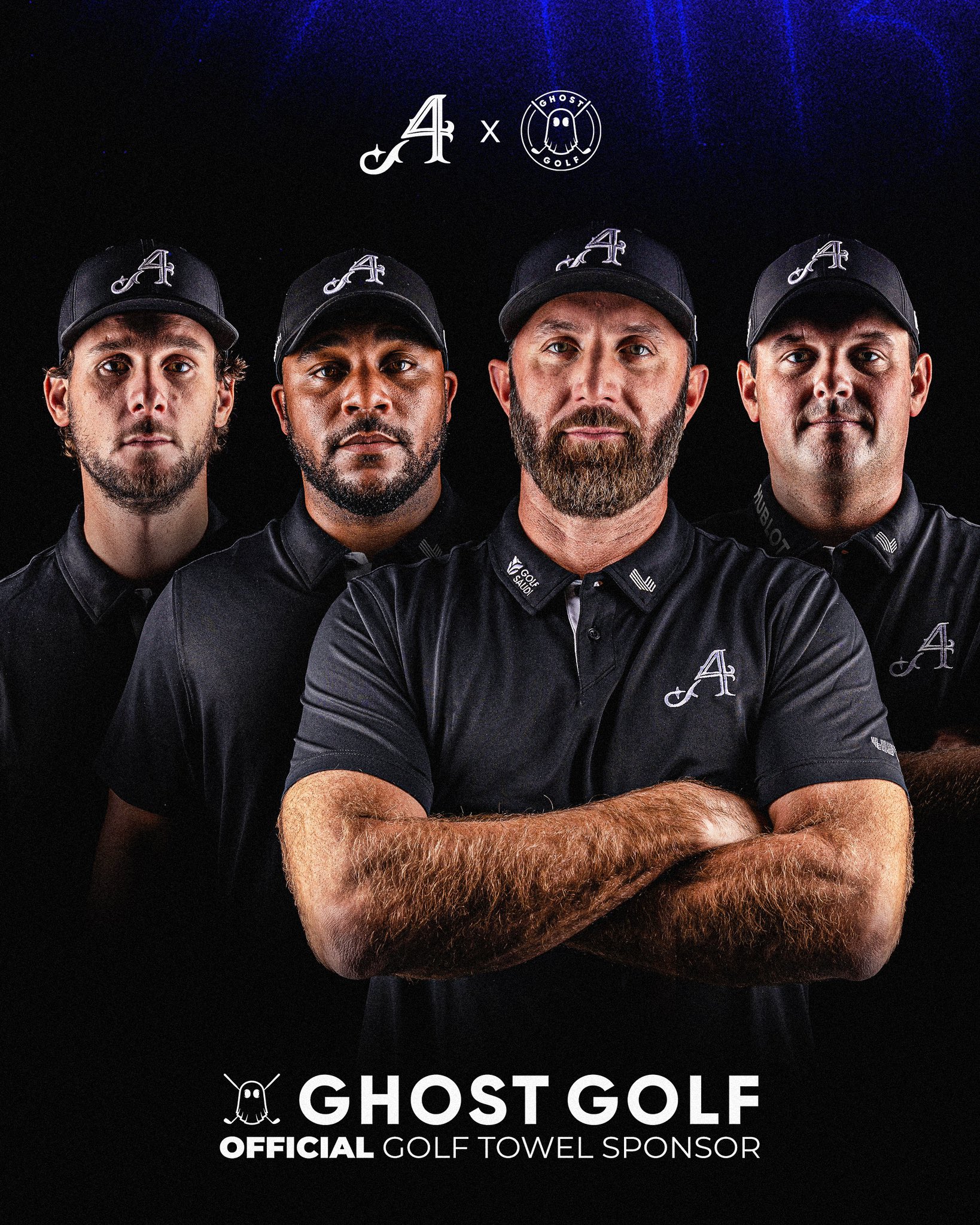 The 4Aces Golf Team Sponsored By Who Owns Ghost Golf, Posing As The Brand'S Official Towel Sponsor.