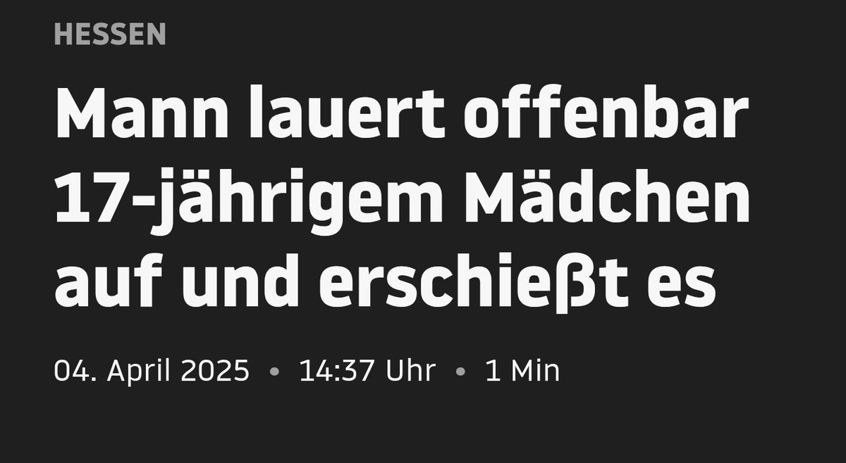 _nasir_ahmad_'s tweet photo. Bekannte aus Wetzlar zu Besuch, ich frage: "Habt ihr von dem Mord an der 17-jährigen gehört?", sie: "Nein, welcher Mord? 😳", "ein Deutscher hat eine 17-jährige ermordet", "ein Deutscher?", "ja", "ach deshalb gab es keinen Aufschrei".

Traurig, oder? https://t.co/L0cjYDh5cw