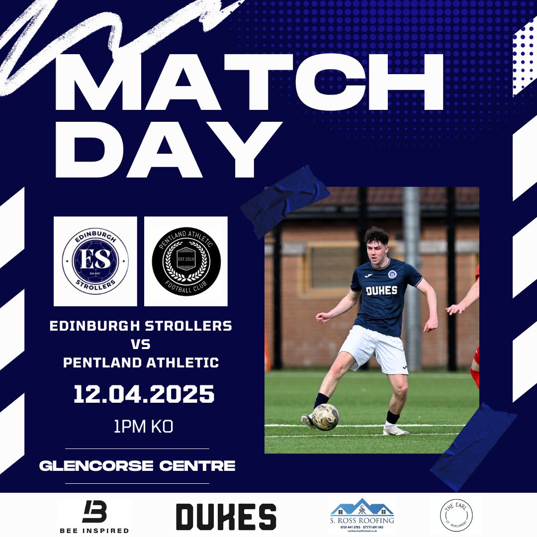 Edinburgh Strollers (@edinstrollersfc) on Twitter photo MATCHDAY
π <a href="/PentlandAFC/">Pentland Athletic FC</a>
π Challenge Cup Semi-Final
β° 1pm KO
π Glencorse Centre
<a href="/LeafaOfficial/">Official_LEAFA</a> <a href="/L1veAtTheAmmys/">Live At The Ammys</a> <a href="/scottish_aff/">AmateurFixturesResultsSCO</a> <a href="/ScotAmFA/">Scottish Amateur FA</a>
Sponsors:
Dukes
The Earl of Marchmont
S Ross Roofing
<a href="/beeinspired/">Bee Inspired Clothing</a>
π΅βͺοΈπ΅βͺοΈ MATCHDAY
π <a href="/PentlandAFC/">Pentland Athletic FC</a>
π Challenge Cup Semi-Final
β° 1pm KO
π Glencorse Centre
<a href="/LeafaOfficial/">Official_LEAFA</a> <a href="/L1veAtTheAmmys/">Live At The Ammys</a> <a href="/scottish_aff/">AmateurFixturesResultsSCO</a> <a href="/ScotAmFA/">Scottish Amateur FA</a>
Sponsors:
Dukes
The Earl of Marchmont
S Ross Roofing
<a href="/beeinspired/">Bee Inspired Clothing</a>
π΅βͺοΈπ΅βͺοΈ