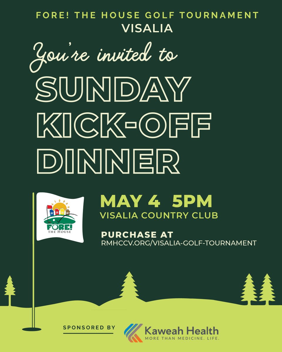 FORE! The House Golf Tournament: Visalia Pre-Tournament Dinner Party &amp; Auction is on Sunday, May 4! Tickets are $100 and are available on our website here: rmhccv.org/visalia-golf-t… ! Join us for a fun night of raffles, silent &amp; live auction, dinner &amp; MORE! 📷