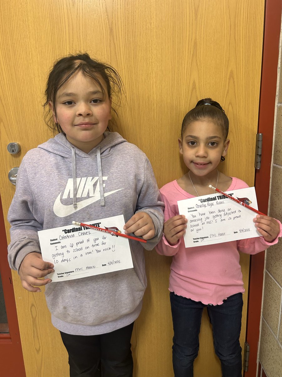 BGrensteiner's tweet photo. Magnificent Monday: Cardinal Tributes! Check out these FES students that are being honored for their above and beyond effort and attitude.  An adult has seen you do great things and has written you a personal note. Thanks for all you do students and staff! Go Cardinals! https://t.co/LMb5lqggY1