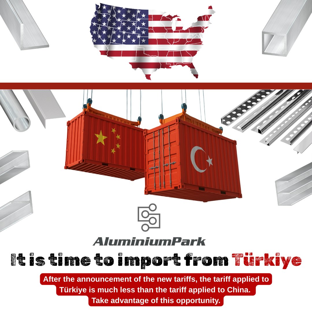 It is time to import #aluminiumprofiles from Türkiye; aluminiumpark.com
We are ready to be your supplier. 
Write us your aluminium profile requests via Mail or Whatsapp.

#aluminumprofiles #madeinTürkiye #tileprofiles #flooring #metaltrims #tariffs #TrumpTariffs #Trump