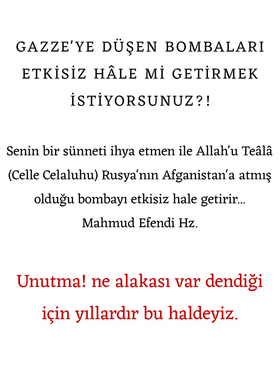Gazze için bir şey yapmak istiyorsanız önce kendinizi değiştirmekten başlamalısınız.

Yıllardır sosyal medya üzerinden edilen mücadelenin bu ateşi söndüremediği ortadadır.

Önce farzları yapmalı, farzları yapan sünneti seniyyeye sarılmalı...

Hz. Ömer'in kan dökmeden misvak ile