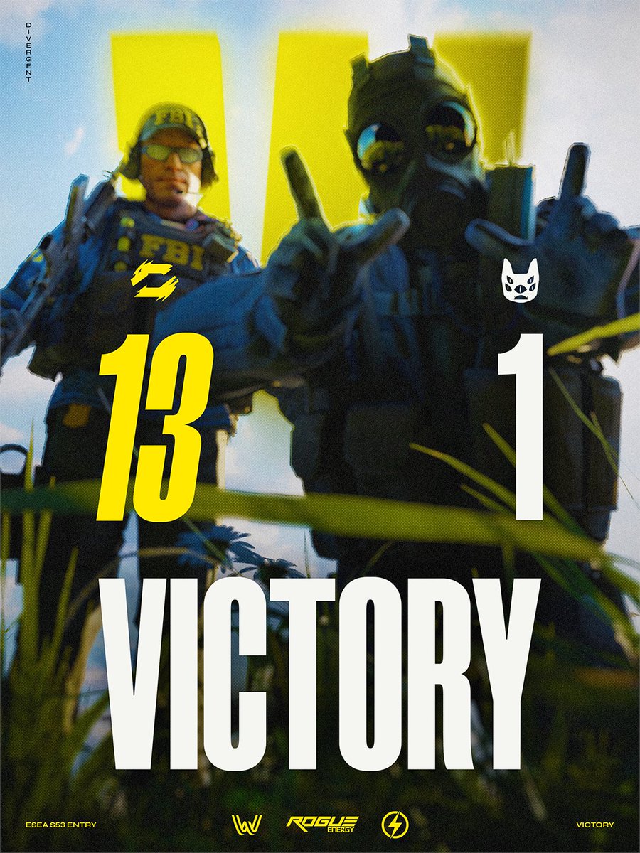 Victory Secured!

Massive shoutout to our squad for their incredible performance and to Hellcats for a hard-fought match. 

Divergent eSports IGNIS also won against Muscle5. 💥

GG well played!

#CS2 #ESEA #BeDivergent